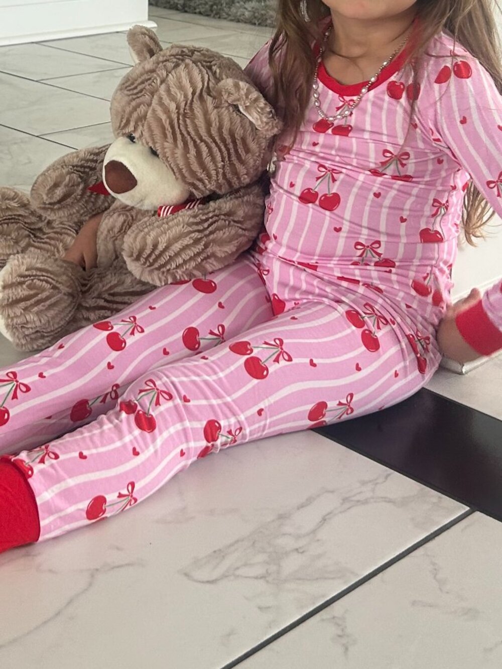 Cherry Hearts Bamboo Toddler Pajamas 4T | Cherry Print 2-Piece Set NWT